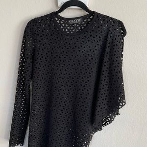 Grayse black laser cut asymmetrical top size s
